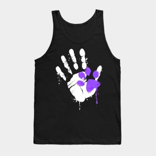 High Five Hand Print With Purple Paw Print On Purrsday Tank Top